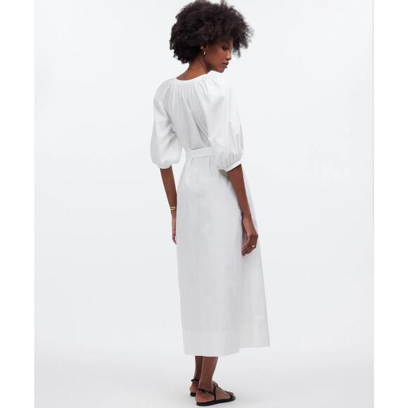 Madewell Tie-Waist Button-Front Midi Dress in Poplin XS - Picture 3 of 8